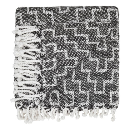 Plaid med frynser i 100% bomuld - 135 x 200 cm. fra Rugs’N’More