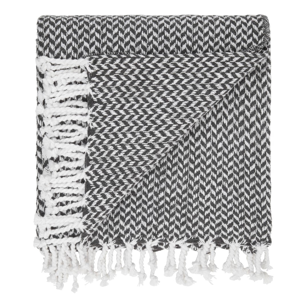 Plaid med frynser i 100% bomuld - 135 x 200 cm. fra Rugs’N’More