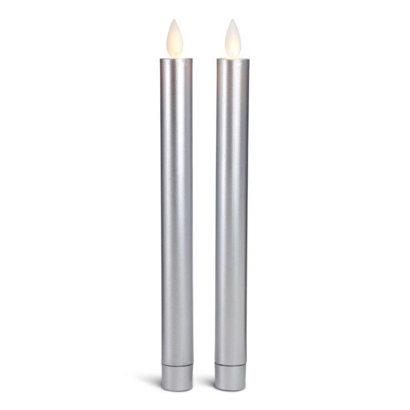 LED kronelys plastik - 2 stk. - 22,2 cm - m/3D flamme - (flere farver)