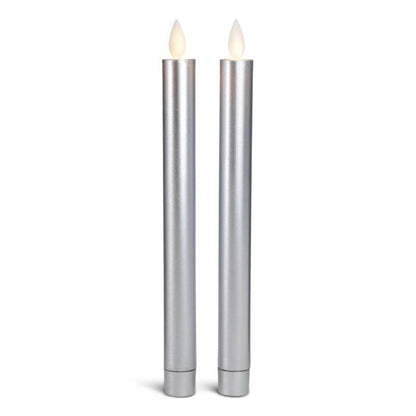LED kronelys plastik - 2 stk. - 22,2 cm - m/3D flamme - (flere farver)