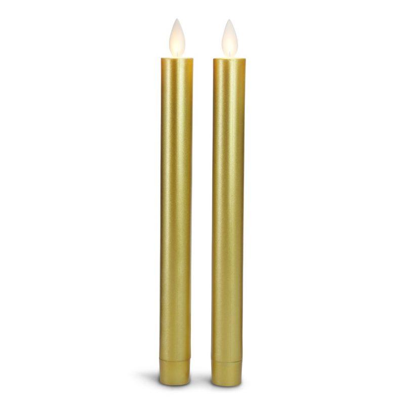 LED kronelys plastik - 2 stk. - 22,2 cm - m/3D flamme - (flere farver)