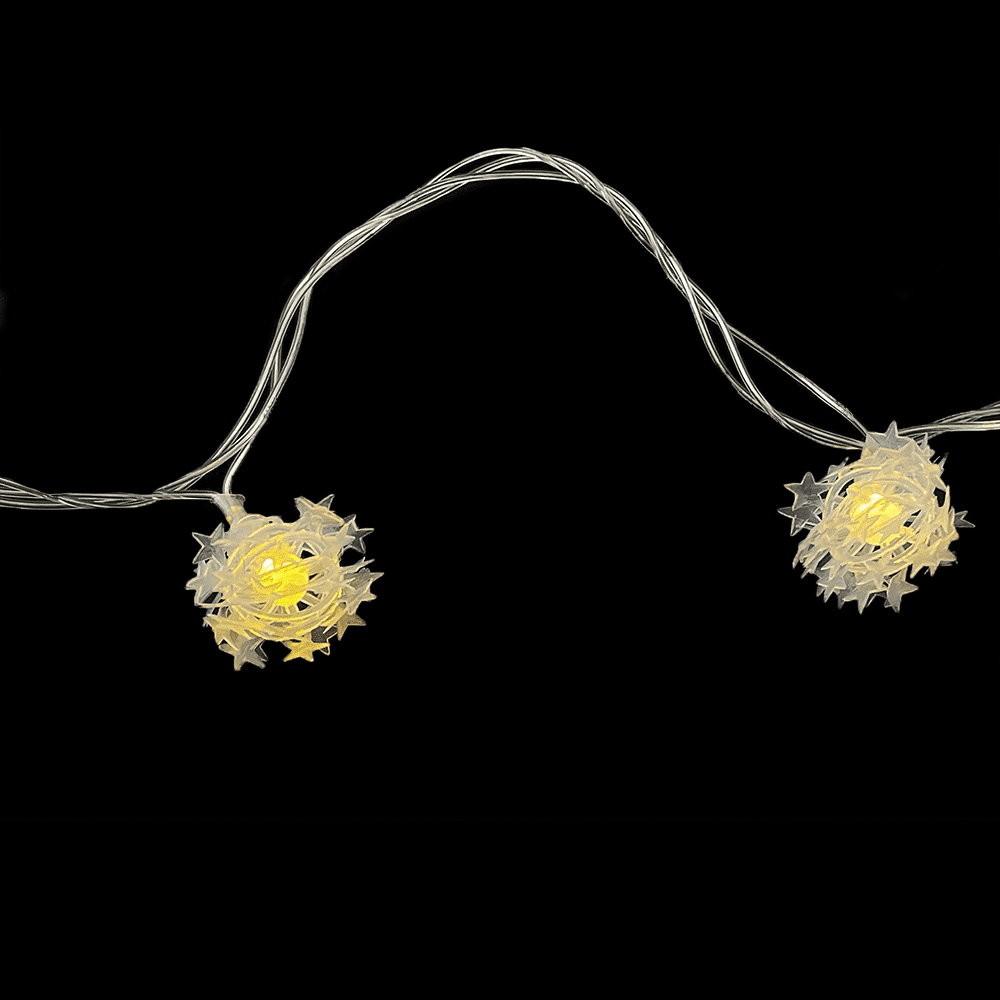 LED-Lyskæde med 20 Stjernekugler - hvid (3 meter)
