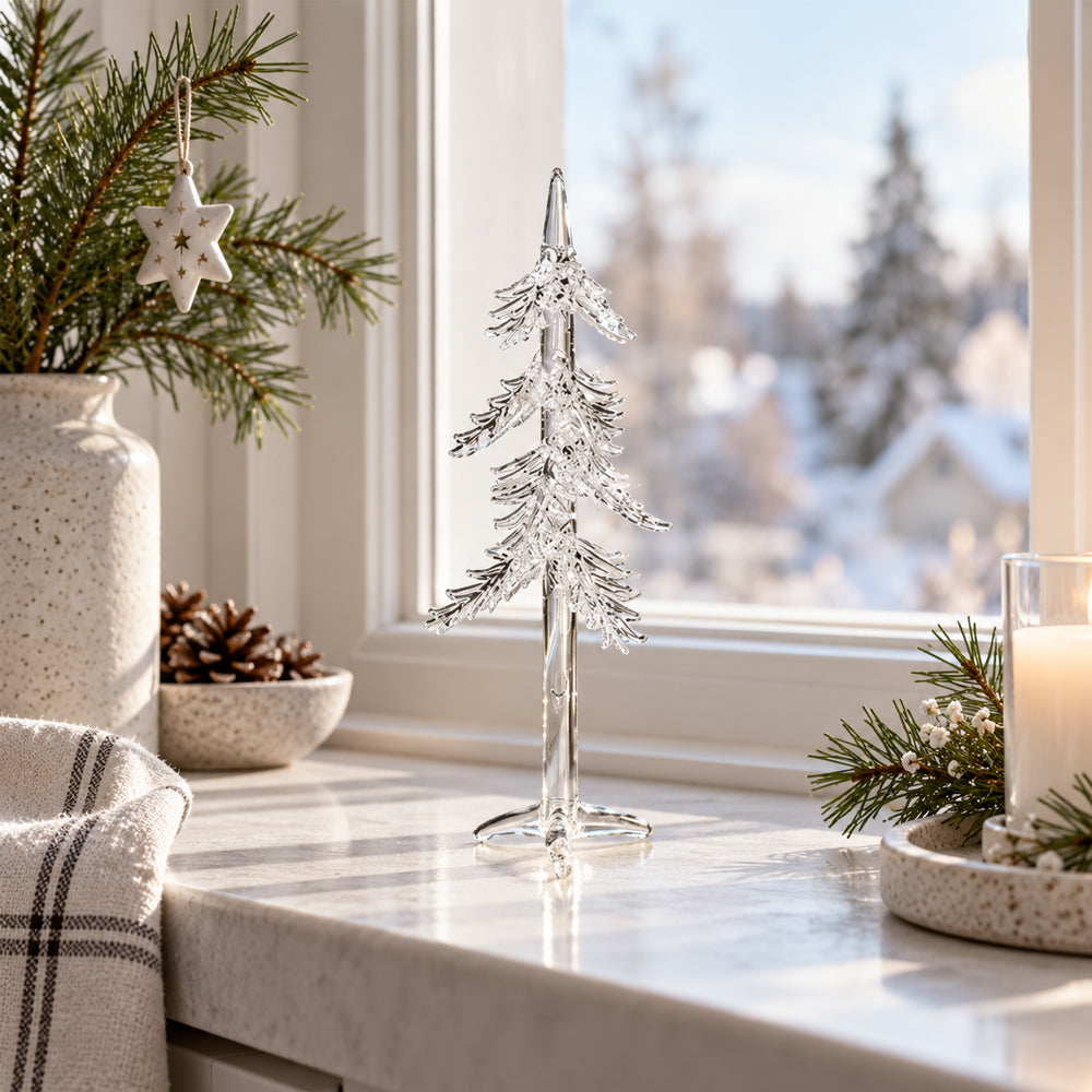 Elegant Glasjuletræ 22 cm – Transparent Juledekoration
