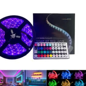 LED Strip lyskæde 10 meter m/Bluetooth, musiksensor og fjernbetjening