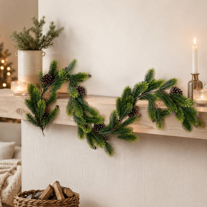 Eksklusiv Juleguirlande 160 cm – Naturtro Gran med Kogler
