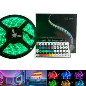 LED Strip lyskæde 10 meter m/Bluetooth, musiksensor og fjernbetjening