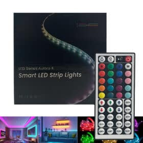 LED Strip lyskæde 10 meter m/Bluetooth, musiksensor og fjernbetjening