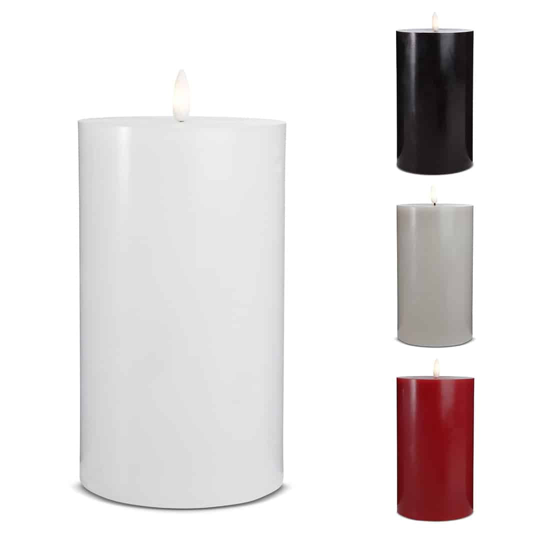 LED Stearinlys - 1 stk. - ø10 x 20 cm - m/3D flamme - (flere farver)