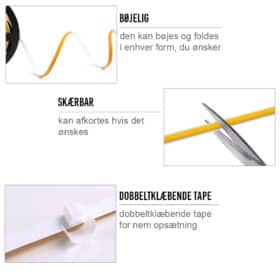 LED Strip lyskæde 10 meter m/Bluetooth, musiksensor og fjernbetjening