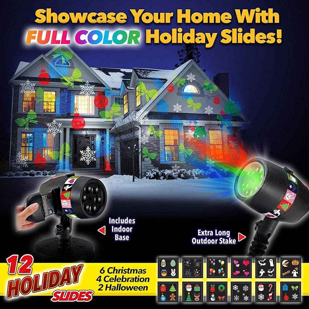 LED Magic Light Projektor – med 12 bevægelige lysmotiver