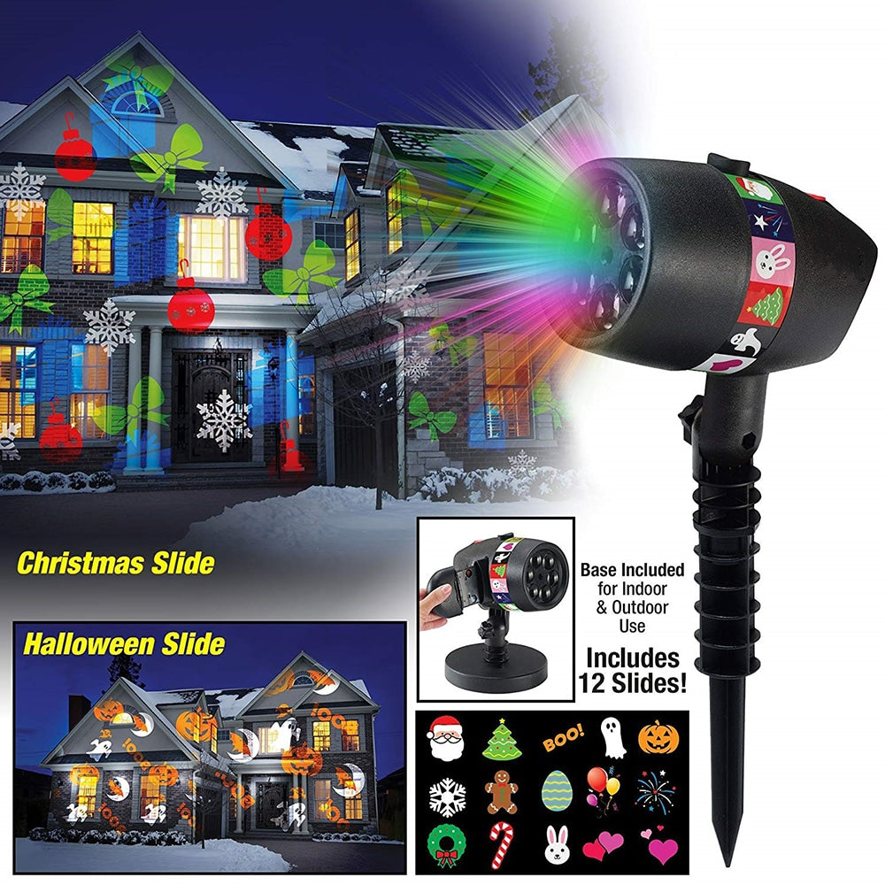 LED Magic Light Projektor – med 12 bevægelige lysmotiver