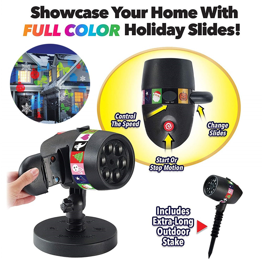 LED Magic Light Projektor – med 12 bevægelige lysmotiver