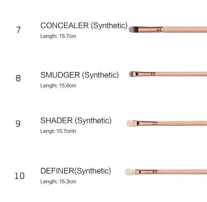 Makeup-børstesæt - 15 dele inkl. taske - Beige