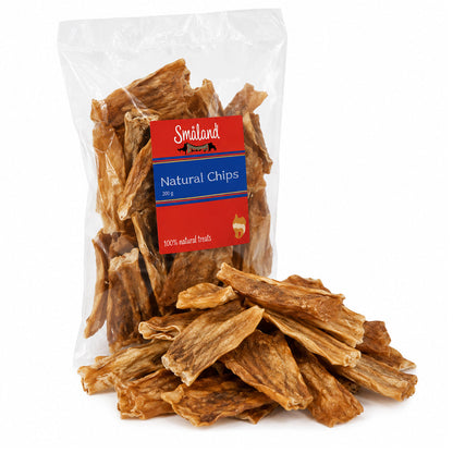 Småland Natural Chips 900 g – naturlige lufttørrede tyggeben af bøffelhud