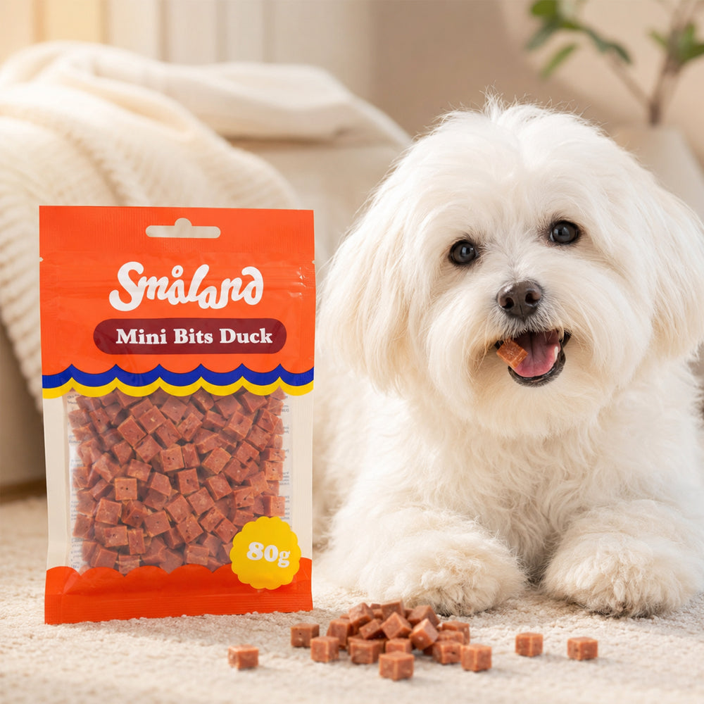 Småland Mini Bits Duck 80g (hundegodbidder af and)