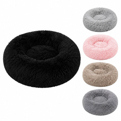 Blød og beroligende donut kattepude (sort, beige, grå, koks eller pink)