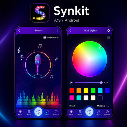 LED Strip lyskæde 10 meter m/Bluetooth, musiksensor og fjernbetjening