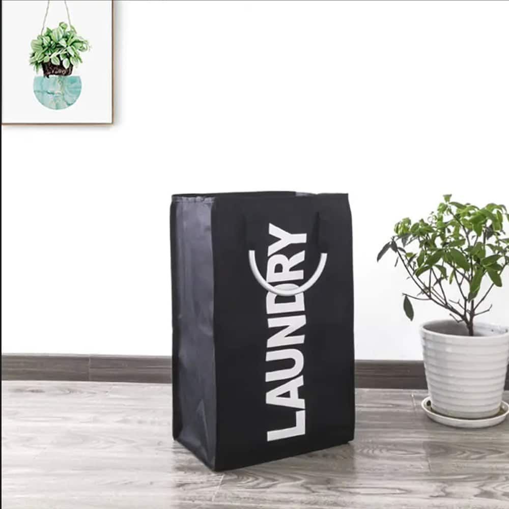 Vasketøjskurv - foldbar med håndtag - sort, grå eller lysegrå -