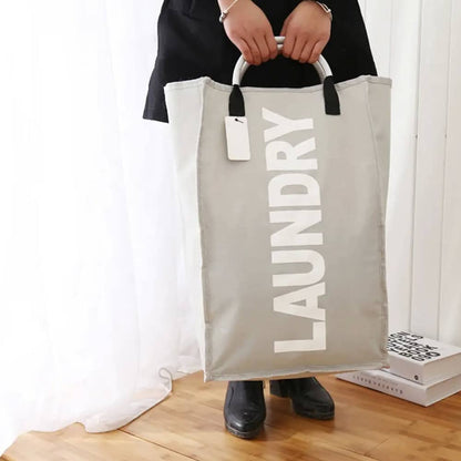 Vasketøjskurv - foldbar med håndtag - sort, grå eller lysegrå -