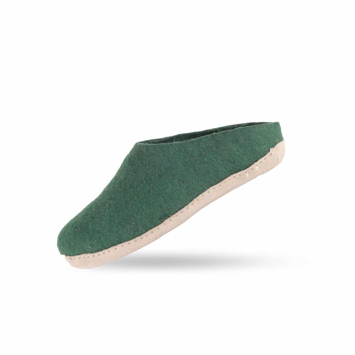 Uldtøffel (100% ren uld) m/sål i skind - Dansk Design fra SHUS