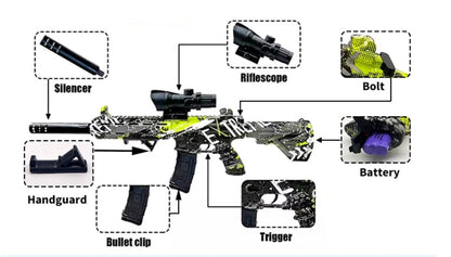 Gel Blaster Gevær - inkl. gelékugler - rækkevidde på 18+ meter -
