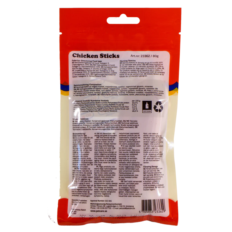 Småland Chicken Sticks 80g (tyggeben til hunde)