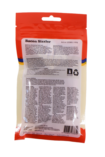 Småland Bacon Sizzler 60g (hundegodbidder af kylling)