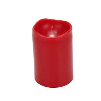 LED bloklys i plastik - 6 stk. - 7,4 cm - m/3D flamme - rød