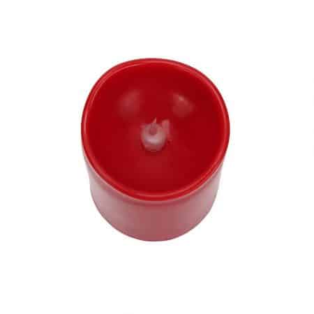 LED bloklys i plastik - 6 stk. - 7,4 cm - m/3D flamme - rød