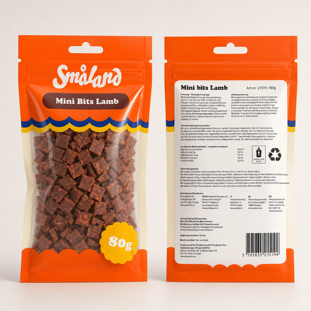 Småland Mini Bits Lamb 80g (hundegodbider af lam)
