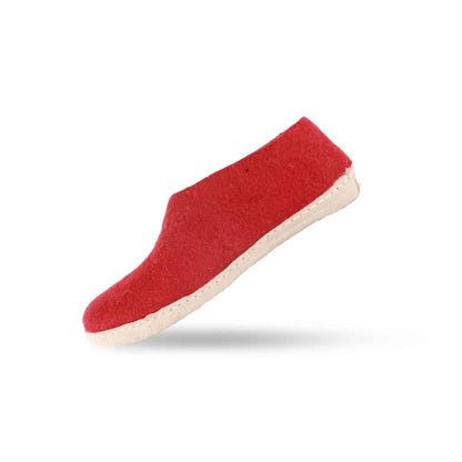 Uldhjemmesko (100% ren uld) - Model Rød m/sål i skind - Dansk Design fra SHUS