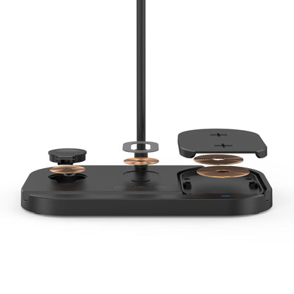 LED-bordlampe m/lysdæmper & trådløs oplader til smartphones (4-i-1)