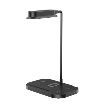 LED-bordlampe m/lysdæmper & trådløs oplader til smartphones (4-i-1)