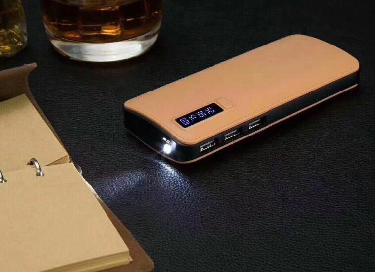 Powerbank 10.000 mAh i læderlook
