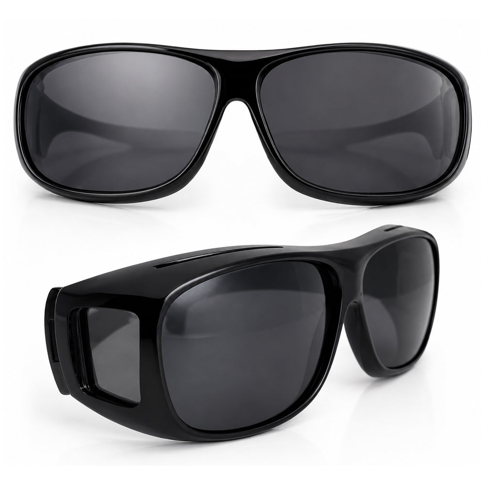 HD-Vision briller - 2 stk dag+nat polariserede briller (perfekt som bilkørsels- sports- nattekørsels- &amp; UV-solbriller)