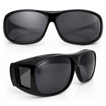 HD-Vision briller - 2 stk dag+nat polariserede briller (perfekt som bilkørsels- sports- nattekørsels- &amp; UV-solbriller)