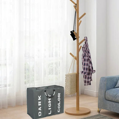 Vasketøjskurv 3 rum - foldbar med håndtag - sort, grå eller lysegrå -