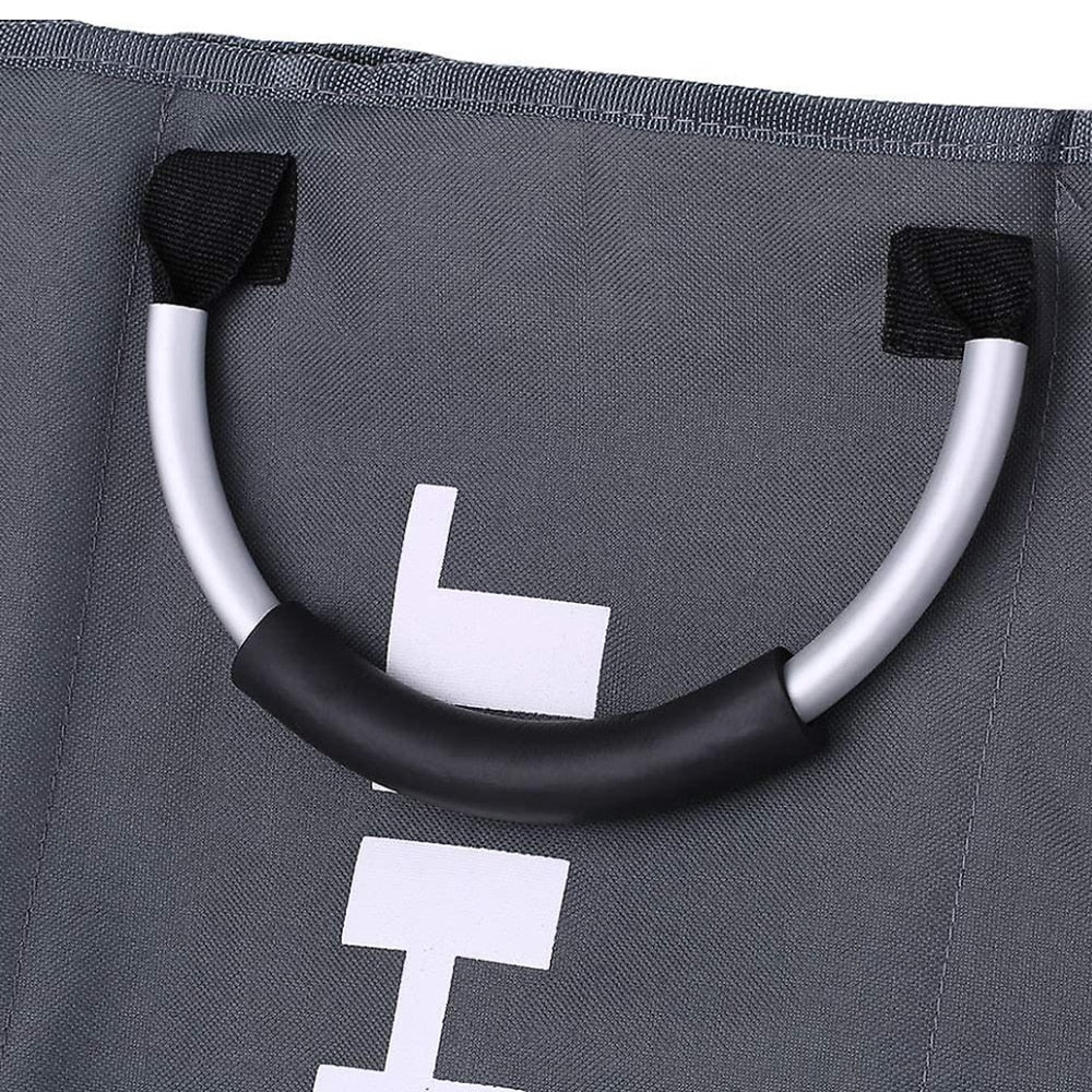 Vasketøjskurv 3 rum - foldbar med håndtag - sort, grå eller lysegrå -