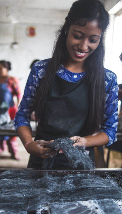 Uldtøffel (100% ren uld) m/sål i skind - Dansk Design fra SHUS