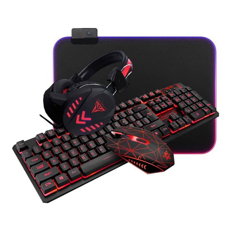 4-i-1 kvalitets gamer sæt med tastatur/mus/headset/musemåtte