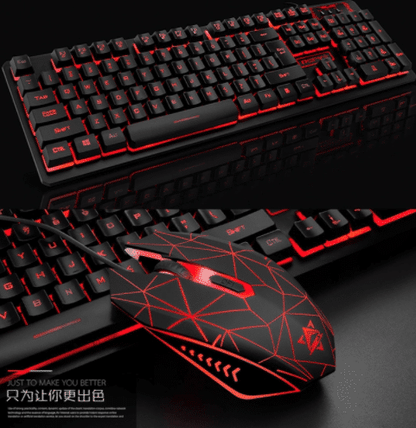 4-i-1 kvalitets gamer sæt med tastatur/mus/headset/musemåtte