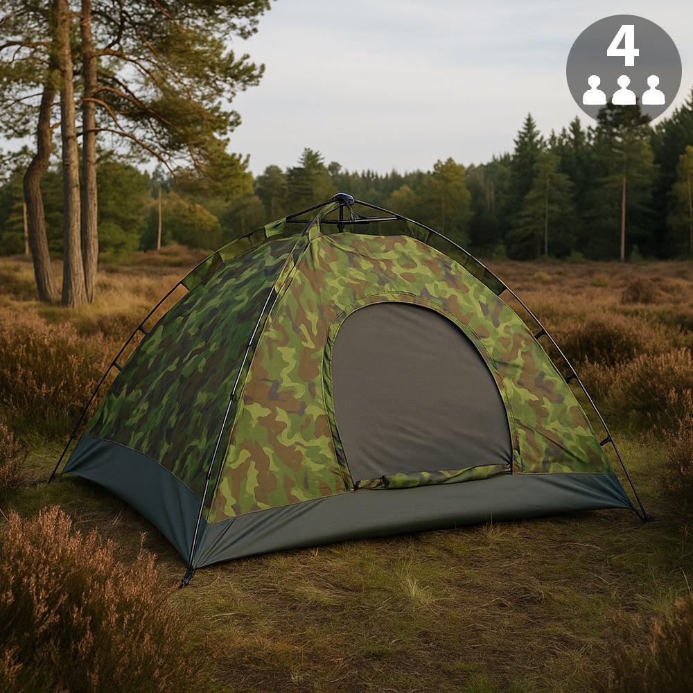 Quick-Up Camouflagetelt til 3–8 personer