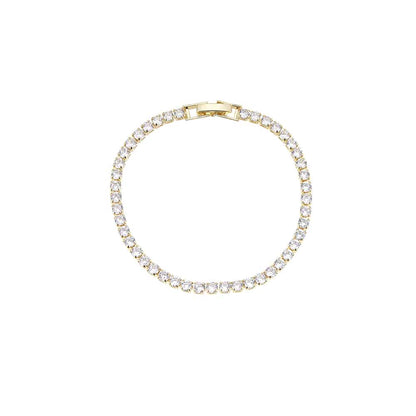 Armbånd, guld- eller sølvfarvet, mange glimtende sten, justerbar