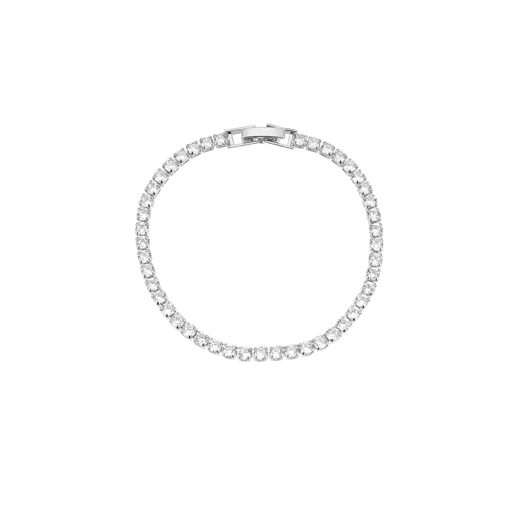 Armbånd, guld- eller sølvfarvet, mange glimtende sten, justerbar