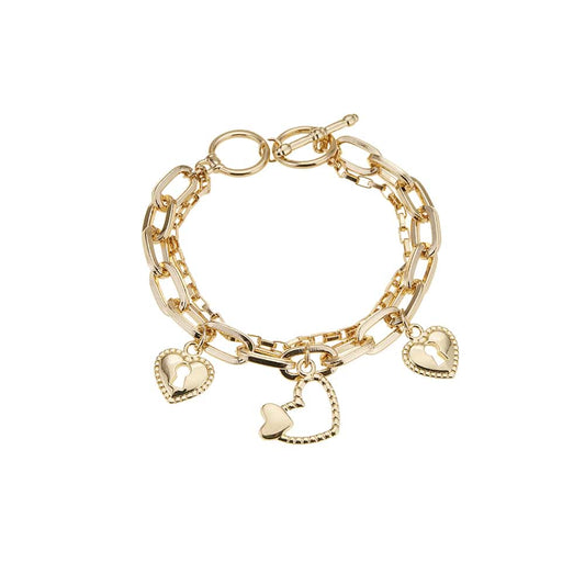 Armbånd, dobbelt, med hjerter-formet charms