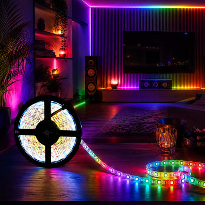 LED Strip lyskæde 10 meter m/Bluetooth, musiksensor og fjernbetjening
