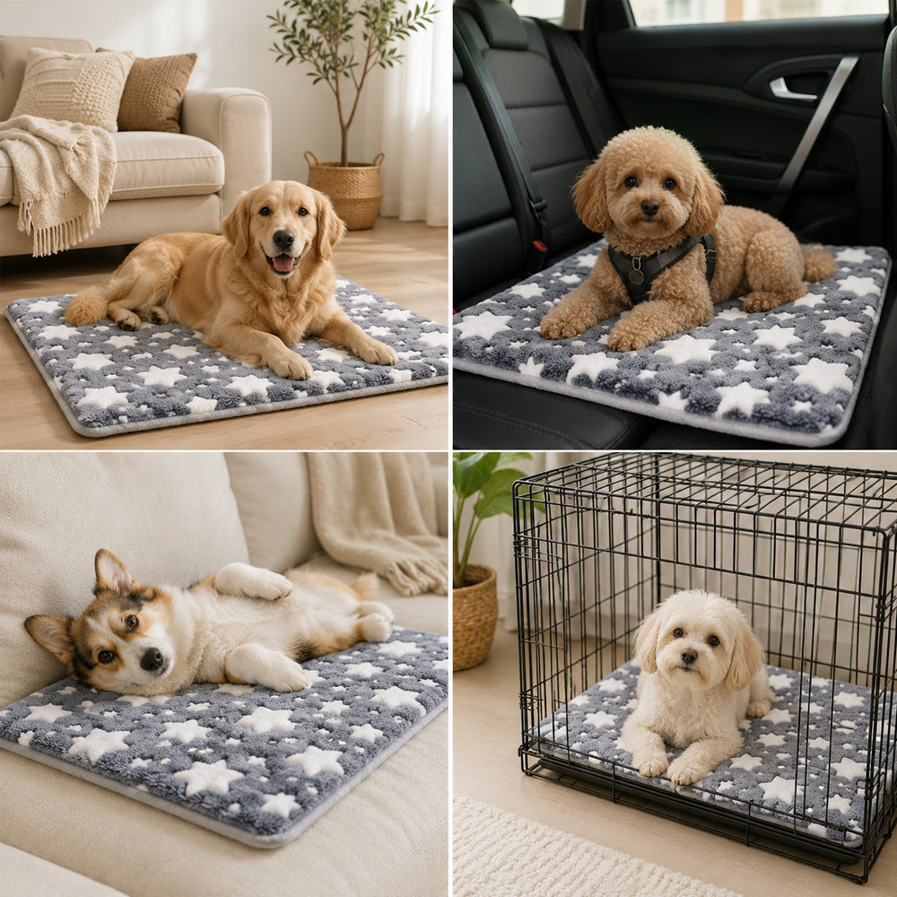 Blødt hundetæppe med print - hyggelig hvileplads til hund og kat