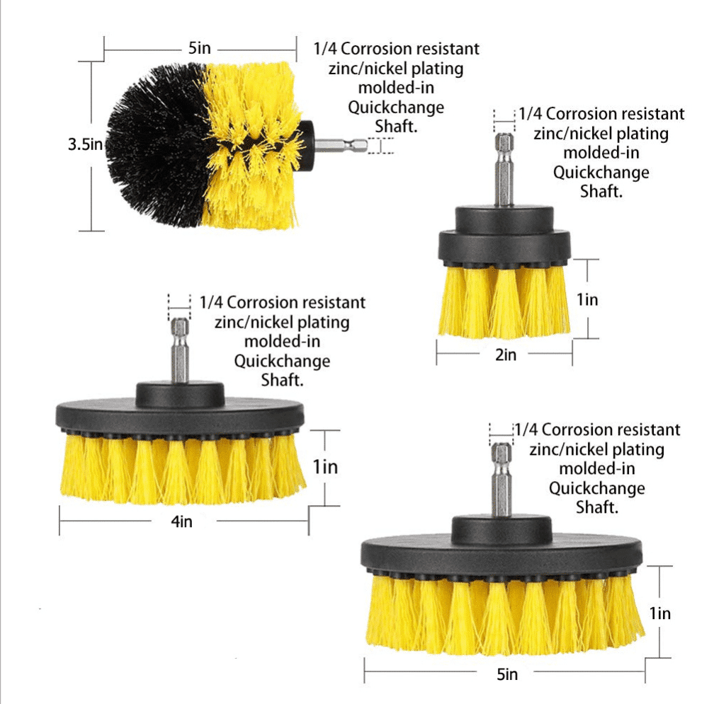 4-i-1 Rengørings Børstesæt til bore- skrue maskine