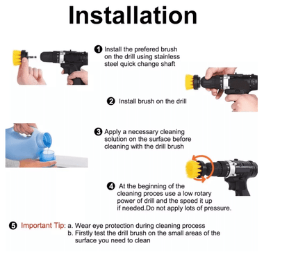 4-i-1 Rengørings Børstesæt til bore- skrue maskine