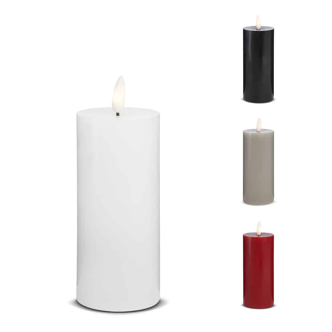 LED Stearinlys -1 stk. - ø5 x 15 cm - m/3D flamme - (flere farver)